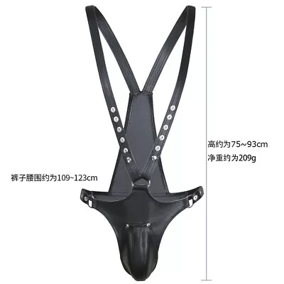 Men Sexy PU Leather Body Suit Chest Harness Gay Fancy Costume Belt Clubwear Male • £17.15