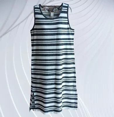 MATTY M Women's Stripe Charcoal Sleeveless Tank Dress Size M • $12.99