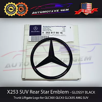 X253 SUV Mercedes GLOSS BLACK Star Emblem Rear Trunk Lid Logo Badge AMG GLC300 • $24.99