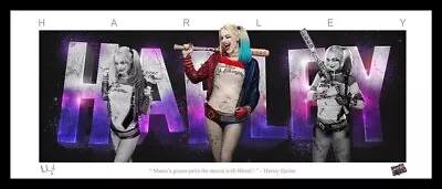 Suicide Squad Harley Quinn Framed Lithograph Purple Print Margot Robbie Baseball • $199