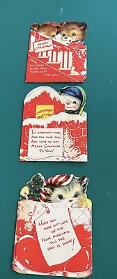 Adorable Vintage Foldout Christmas Cards- Lot Of 3 • $11.50
