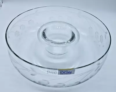 Toscany Krosno Made In Poland 10  Chip And Dip Bowl Etched Hand Blown • $36