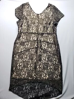 Lane Bryant Dress Womens Size 18 Black Lace Sleeve Zip Comfy Lined Sheath NWT • $15.99