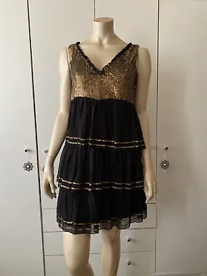 Miss Selfridge Gold Sequins Gypsy Boho Dress Size 8 • $10.44