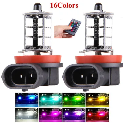 $11.75 • Buy 16 Colors RGB H11/H8/ LED Bulbs W/ Wireless IR Remote For Fog Light Driving Lamp