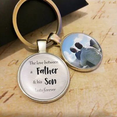 Personalised Father Son Photo Keyring Fathers Day Gifts Birthday Present Daddy • £6.28