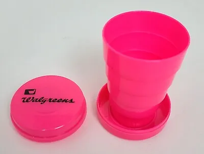 Vintage Walgreens Logo Collapsible Travel Cup & Pill Box - Pink - Complete • $5
