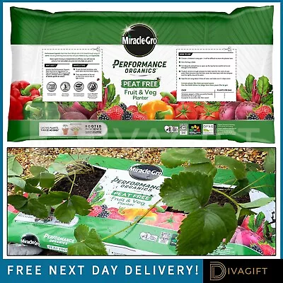 Miracle Gro Performance Organic Fruit Vegetable Planter Compost Peat Free 30l • £9.99