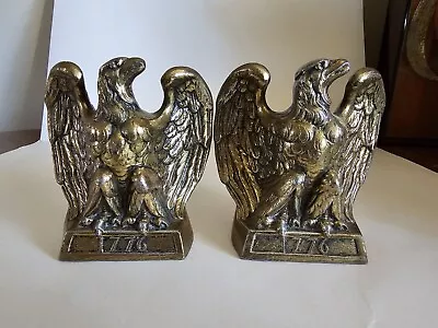 Vtg Brass 60s Mid Century Colonial Virginia Patriotic Eagle Bookends Pair Patina • $29.99