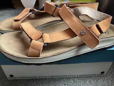 Fly Flot Men Summer Sandals Brown Camel Leather  Italian Quality Size 41 (uk 8) • £17