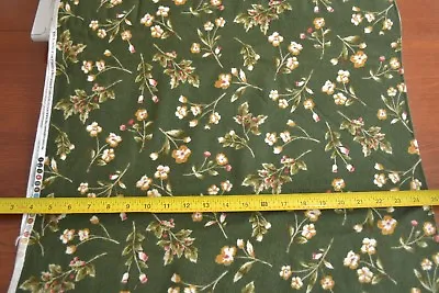 By 1/2 Yd Gold Floral On Dk-Green Flannel Maywood/Flowers Of Forest/8751-G B441 • $5.25