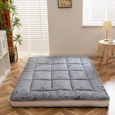 Extra Thick Futon Floor Mattress Padded Japanese Twin(39 X80 ) Grey Leaves  • $143.82