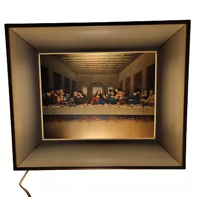 Vintage Metal Framed Dual Lit Last Supper Picture Religious Christian • $45