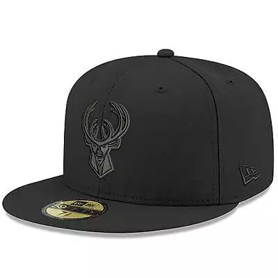 [70632960] Mens New Era NBA 5950 BLACK ON BLACK FITTED - MILWAUKEE BUCKS • $32.99