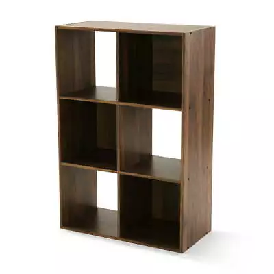 6-Cube Bookcase Storage Organizer Bookshelves Display Shelving Canyon Walnut • $33.79