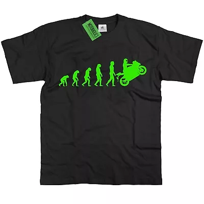 Mens Evolution Of Ape To Kawasaki Ninja T Shirt – Wheelie Super Sport Motor Bike • £12.99