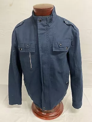 Navy Blue Men’s Jacket Moto Style Utility Coat Wantdo Size Medium Military Denim • $25