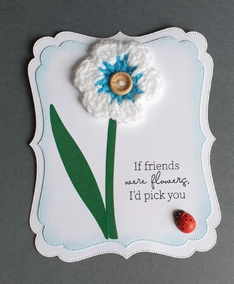 £1.99 • Buy Handmade Card Topper Crochet Flower If Friends Were Flowers I'd Pick You