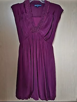 £5.50 • Buy French Connection Dark Purple/plum Silk Mix Dress Size 6