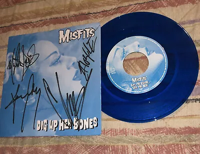 90’s Misfits Dig Up Her Bones Promo 45 7”Blue Vinyl Record FULLY SIGNED RARE • $479.99