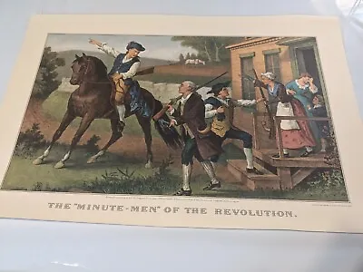Currier & Ives The Minute-Men Of The Revolution 1970s Reprint 16  X 11  • $12