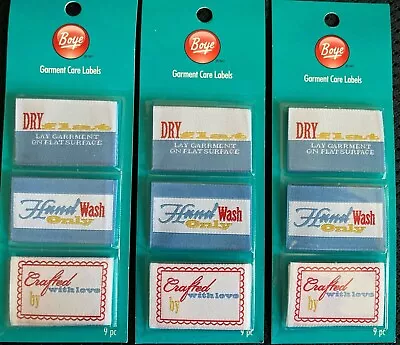 $5.50 • Buy Boye Garment Care Labels Set Of 3 - Total Of 27 Labels - New In Package