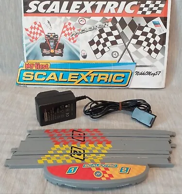 Scalextric My First Racing Set 12v Cars 1:64 Scale Old Style Grey Track PreLoved • £7.99