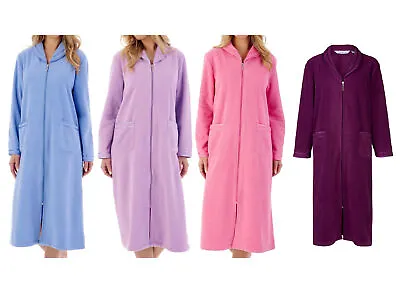 Slenderella Ladies Anti Pill Zip Up Dressing Gown Soft Polar Fleece Bath Robe • £34.80