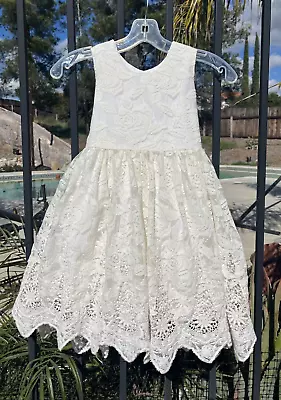 Ivory Rose Venise Lace Easter Dress Size 5 Vintage Custom Made • $30