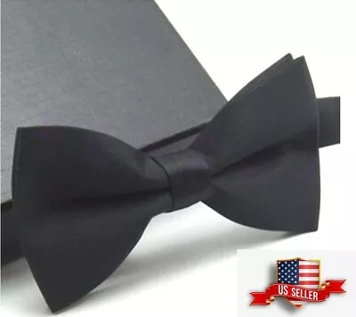 Black Bow Tie For Men Ties Men's Pre Tied Formal Tuxedo Bowtie Adults & Children • $6.98