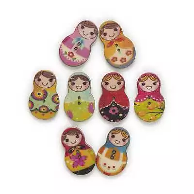 30pcs Matryoshka Wood Buttons For Sewing Scrapbooking Cloth Handmade Craft Decor • $3.39