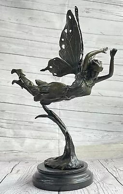 Flying Floating Angel Fairy Winged Girl Bronze Sculpture Statue On Marble Base • $224.50