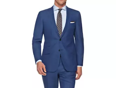 SUITSUPPLY Bright Navy Blue Birdseye Suit Blazer Sport Coat 44S Wool Slim Fit • $69.99