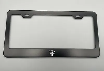 Laser Engraved Maserati Logo Black  License Plate Frame Stainless Steel • $12.99