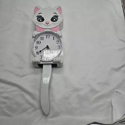 Disney Parks Aristocats Marie Cat Moving Eyes And Tail Wall Clock White And Pink • $44.99