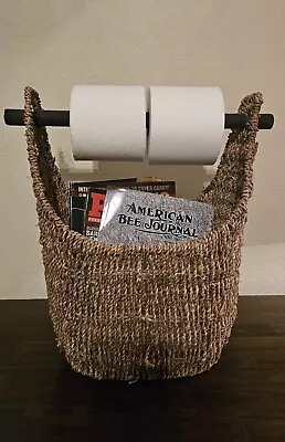 Thirty-One Bathroom / Laundry Room Woven Storage Magazine Basket BoHo Inspired. • $38.95