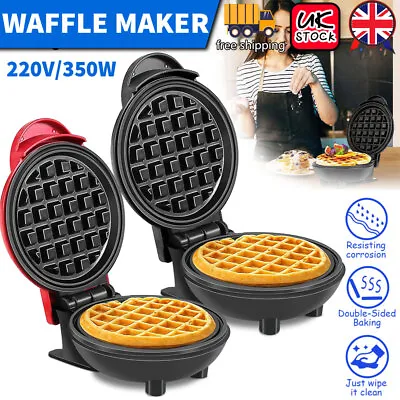 350W Mini Waffle Maker Electric Pancake Machine Non Stick Breakfast Waffle Cake • £11.99