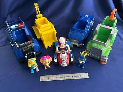 PAW Patrol Toy Vehicle Lot Quad ATV Bulldozer Police Car Tow Truck 5 Figures • $19.99