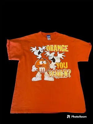 Vintage Halloween Ghost Orange M&M Humor Candy T Shirt Large  • $27.99