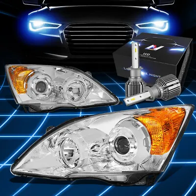 Fit 2007-2011 Honda CRV Chrome Amber Side Projector Headlight W/LED Kit+Cool Fan • $223.87