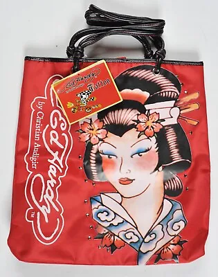 Ed Hardy By Christian Audigier Tote Bag Red Geisha Tattoo Art Studs NEW Y2K • $39.99
