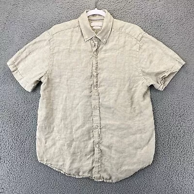 Porter & Ash Adult Large Beige Linen Short Sleeve Button Down Shirt Mens • $13.50