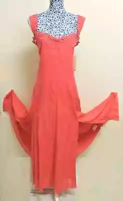 Charo Ruiz Ibiza Maxi Dress Size XL Coral Pink Front Slits Boho Lace Smock Beach • $199.12