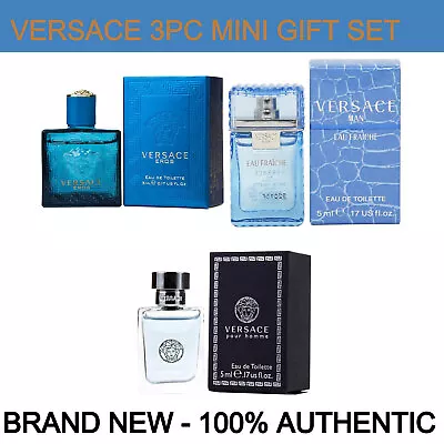 3pc Mini Gift Set Versace Eros Men Man Eau Fraiche Pour Homme 5ml/0.17ozNEW! • $25.89