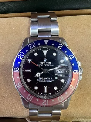 Rolex GMT-Master RED/BLUE 16750 Vintage Stainless Steel 40MM Pre-own SPIDER DIAL • $12700