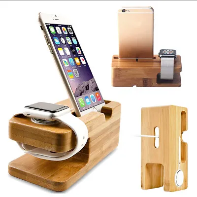 $17.16 • Buy Bamboo Charging Dock Station Charger Holder Stand For Apple Watch And IPhone