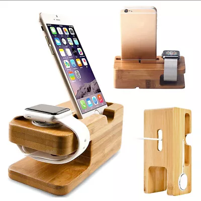 $17.16 • Buy Bamboo Charging Dock Station Charger Holder Stand For Apple Watch And IPhone