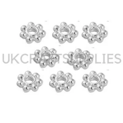 4mm Silver Plated Daisy Spacer Beads Jewellery Craft Beading Finding UK • £1.10