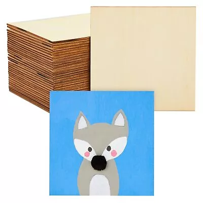 36 Pack 5x5 Wooden Squares For Crafts Unfinished Wood Tiles For DIY Cutouts • $16.99