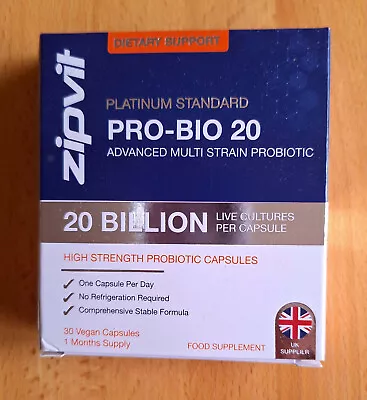 ZipVit Pro Bio Capsules 20 Billion Live Cultures - 30 Capsules - BBE 11/2025 • £6